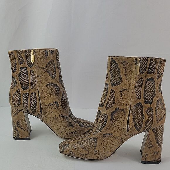 Sam Edelman Codie Snake-Embossed Leather Ankle Boots - Picture 4 of 16